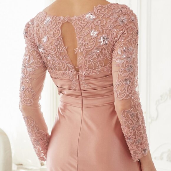 Formal dress.Long sleeve plus size mother of the bride party wedding guest navy - Picture 5 of 8